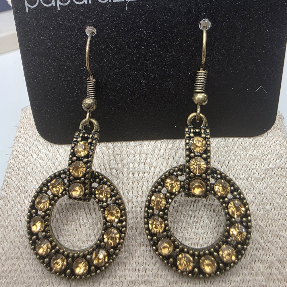 Paparazzi Gold and Black Circle Earrings (766)